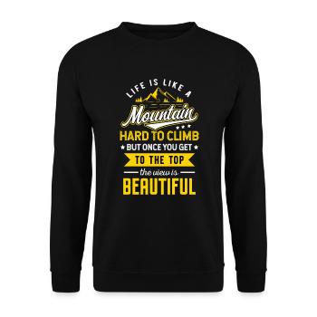 Life Is Like A Mountain Hard To Climb / Motivation - Unisex Sweatshirt - black - Front - Alina (178cm) & Michal (187cm)