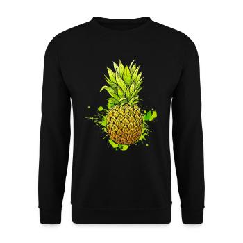 Ananas / Tropische Frucht - Unisex Pullover - Schwarz - Vorne - Alina (178cm) & Michal (187cm)