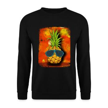 Coole Ananas mit Sonnenbrille / Lustiges Motiv - Unisex Pullover - Schwarz - Vorne - Alina (178cm) & Michal (187cm)