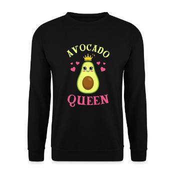 Avocado Queen / Design for vegetarians, vegan - Unisex Sweatshirt - black - Front - Alina (178cm) & Michal (187cm)