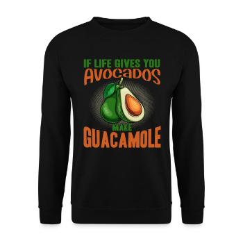 If Life Gives You Avocados Make Guacamole Shirt - Unisex Pullover - Schwarz - Vorne - Alina (178cm) & Michal (187cm)