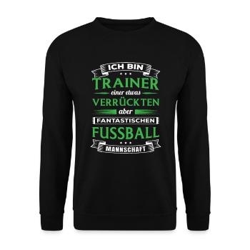 Trainer einer Fußball Mannschaft / Team Sport Ball - Unisex Pullover - Schwarz - Vorne - Alina (178cm) & Michal (187cm)