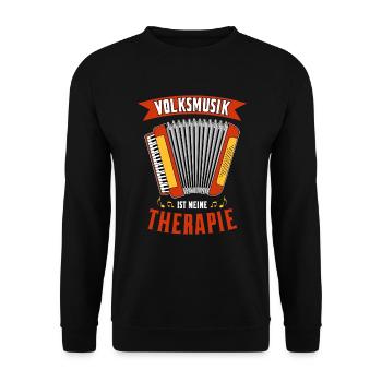 Volksmusik ist meine Therapie / Schlager Musik - Unisex Pullover - Schwarz - Vorne - Alina (178cm) & Michal (187cm)