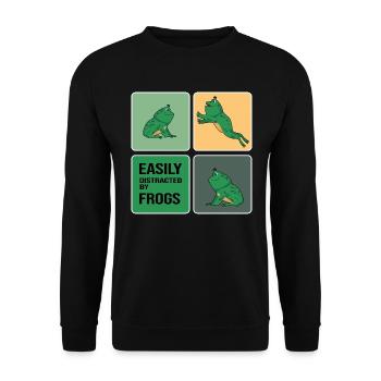 Frosch Froschsammlung Frog-Party - Unisex Pullover - Schwarz - Vorne - Alina (178cm) & Michal (187cm)