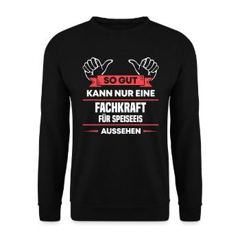 Fachkraft Speiseeis Design für stolze Handwerker - Unisex Pullover - Schwarz - Vorne - Alina (178cm) & Michal (187cm)