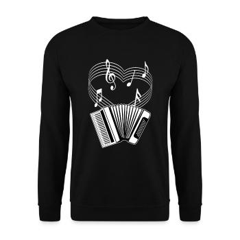 Accordion Notes in the Heart / Music Shirt, Musikverein - Unisex Sweatshirt - black - Front - Alina (178cm) & Michal (187cm)