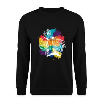 Akkordeon, Farbenfrohes Musik Design - Unisex Pullover - Schwarz - Vorne - Alina (178cm) & Michal (187cm)