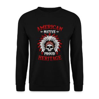 American Native Proud Heritage Native American - Unisex Pullover - Schwarz - Vorne - Alina (178cm) & Michal (187cm)