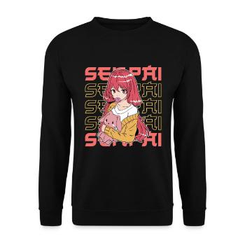 Anime Manga Senpai Japanese Art / Japan - Unisex Pullover - Schwarz - Vorne - Alina (178cm) & Michal (187cm)