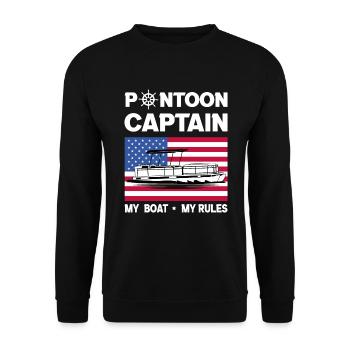 Pontoon Captain My Boat My Rules USA Flag Pontoon - Unisex Sweatshirt - black - Front - Alina (178cm) & Michal (187cm)