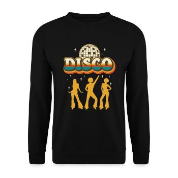 70er Disco Retro Vintage / 70er Jahre Design - Unisex Pullover - Schwarz - Vorne - Alina (178cm) & Michal (187cm)