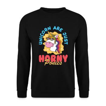 Unicorn Are Just Horny Ponies Mythical Creature Un - Unisex Pullover - Schwarz - Vorne - Alina (178cm) & Michal (187cm)