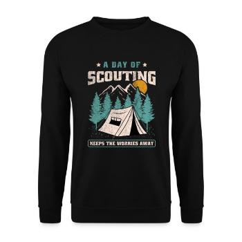 A Day Of Scouting Keeps The Worries Away - Unisex Sweatshirt - black - Front - Alina (178cm) & Michal (187cm)