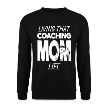 Living That Coaching Mom Life Mama Coach Trainerin - Unisex Pullover - Schwarz - Vorne - Alina (178cm) & Michal (187cm)