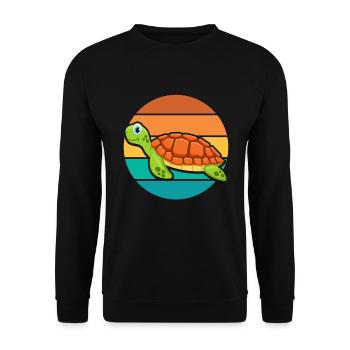 Retro turtle design / animal, gift idea - Unisex Sweatshirt - black - Front - Alina (178cm) & Michal (187cm)