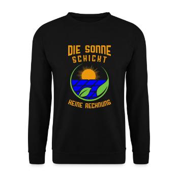 Die Sonne schickt keine Rechnung / Energiewende - Unisex Pullover - Schwarz - Vorne - Alina (178cm) & Michal (187cm)