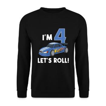 Children's birthday car racing car / 4 years - Unisex Sweatshirt - black - Front - Alina (178cm) & Michal (187cm)