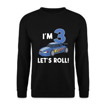 Children's birthday car racing car / 3 years - Unisex Sweatshirt - black - Front - Alina (178cm) & Michal (187cm)