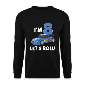 Children's birthday car racing car / 8 years - Unisex Sweatshirt - black - Front - Alina (178cm) & Michal (187cm)