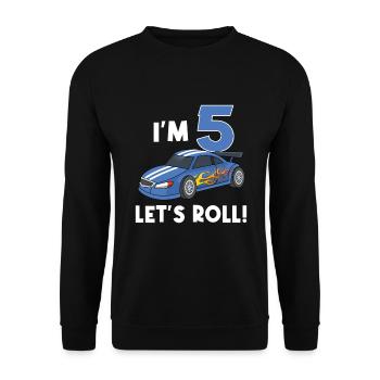 Children's birthday car racing car / 5 years - Unisex Sweatshirt - black - Front - Alina (178cm) & Michal (187cm)