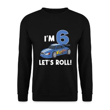 Children's birthday car racing car / 6 years - Unisex Sweatshirt - black - Front - Alina (178cm) & Michal (187cm)