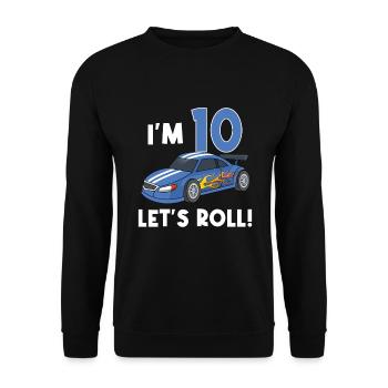 Children's birthday car racing car / 10 years - Unisex Sweatshirt - black - Front - Alina (178cm) & Michal (187cm)