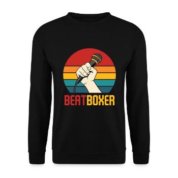 Beatboxer Hip Hop Music Mic Vocal Retro Vintage - Unisex Pullover - Schwarz - Vorne - Alina (178cm) & Michal (187cm)