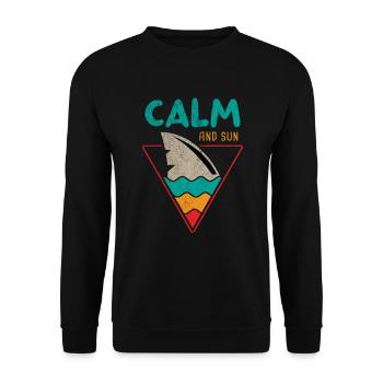 Tranquillité et Soleil Rétro Vintage Shark Surfer Été - Sweat-shirt Unisexe - noir - Devant - Alina (178cm) & Michal (187cm)