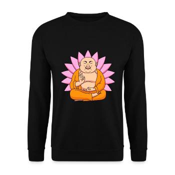 Thailand Buddha Namaste Lotus Flower Meditation Yoga - Unisex Sweatshirt - black - Front - Alina (178cm) & Michal (187cm)