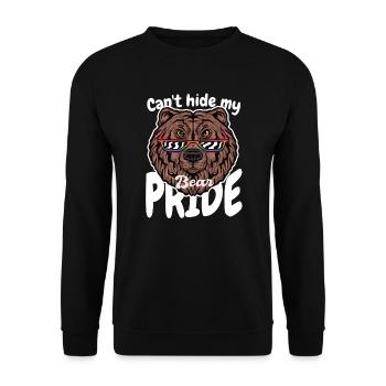 kann meinen Bärenstolz nicht verstecken / Gay, CSD - Unisex Pullover - Schwarz - Vorne - Alina (178cm) & Michal (187cm)