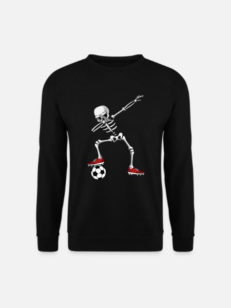 Dabbing Skelett mit Fußball, Halloween - Unisex Pullover - Schwarz
