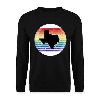 Regenbogenkarten-Design für stolze LGBTQIA-Texaner - Unisex Pullover - Schwarz - Vorne - Alina (178cm) & Michal (187cm)