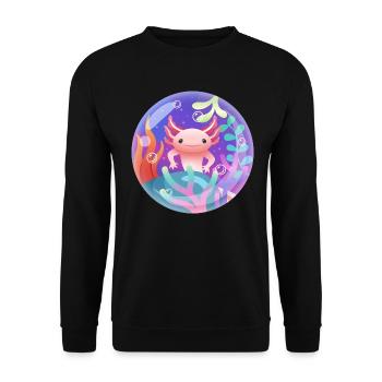 Axolotl Life Design für Axolotl-Liebhaber - Unisex Pullover - Schwarz - Vorne - Alina (178cm) & Michal (187cm)