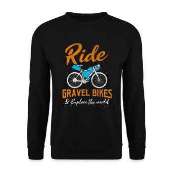 Faites du vélo de gravier et explorez le monde / Fahrrad - Sweat-shirt Unisexe - noir - Devant - Alina (178cm) & Michal (187cm)