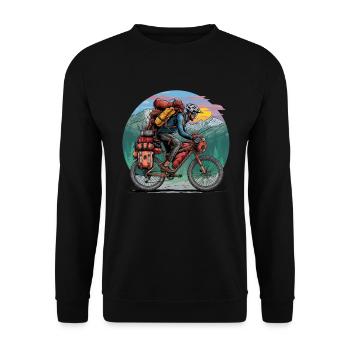 Fahrrad, Bikepacking, Radtour, Urlaub - Unisex Pullover - Schwarz - Vorne - Alina (178cm) & Michal (187cm)