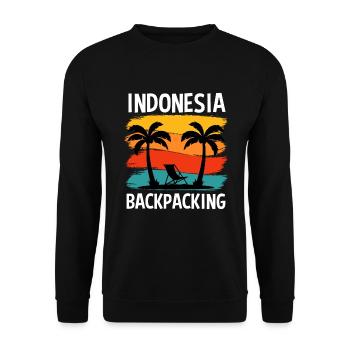 Backpacking Indonesia Backpack Travel - Unisex Sweatshirt - black - Front - Alina (178cm) & Michal (187cm)