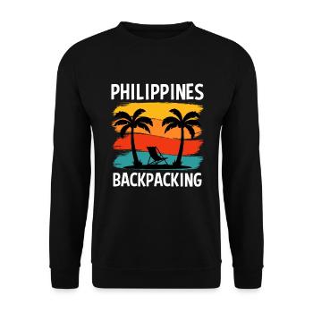 Backpacking Backpacker Philippinen Rucksack Reise - Unisex Pullover - Schwarz - Vorne - Alina (178cm) & Michal (187cm)