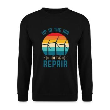 Up In The Air I Do The Repair / Wind Power, Environment - Unisex Sweatshirt - black - Front - Alina (178cm) & Michal (187cm)