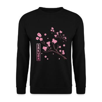 Kirschblüte Japanisch Harajuku Manga Japan Sakura - Unisex Pullover - Schwarz - Vorne - Alina (178cm) & Michal (187cm)