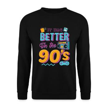 C’était mieux dans le vintage rétro des années 90 - Sweat-shirt Unisexe - noir - Devant - Alina (178cm) & Michal (187cm)