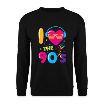 I love 90's / 90s design - Unisex Sweatshirt - black - Front - Alina (178cm) & Michal (187cm)