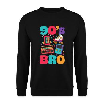90's Bro / 90s retro design - Unisex Sweatshirt - black - Front - Alina (178cm) & Michal (187cm)