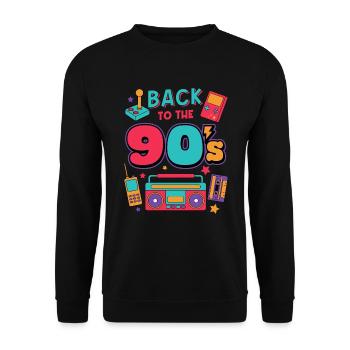 back to the 90 s / Zurück in die 90er, retro - Unisex Sweatshirt - black - Front - Alina (178cm) & Michal (187cm)