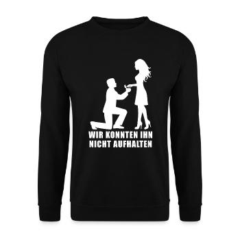 Junggeselle Junggesellenabschied Junggesellenparty - Unisex Pullover - Schwarz - Vorne - Alina (178cm) & Michal (187cm)
