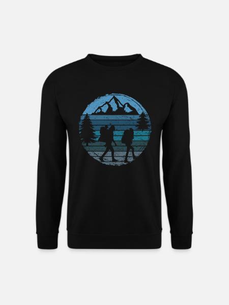 Wanderung junge Familie Natur Outdoor Berge Wald - Unisex Pullover - Schwarz
