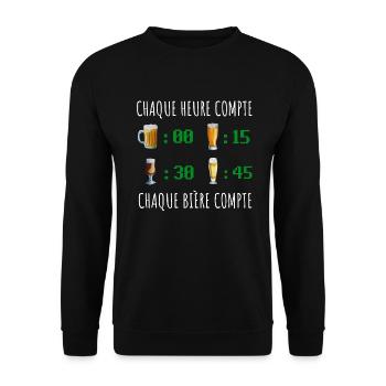 Chaque heure compte chaque bière compte - Sweat-shirt Unisexe - noir - Devant - Alina (178cm) & Michal (187cm)