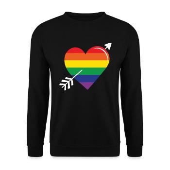 Flèche arc-en-ciel coeur fierté - Sweat-shirt Unisexe - noir - Devant - Alina (178cm) & Michal (187cm)
