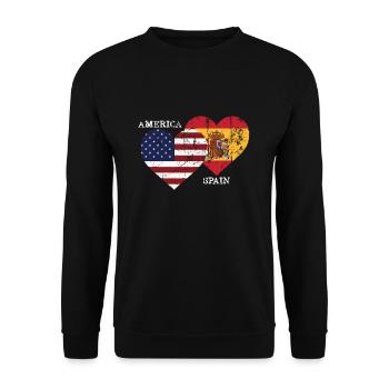 Spain America USA Gift Funny Heart - Unisex Sweatshirt - black - Front - Alina (178cm) & Michal (187cm)