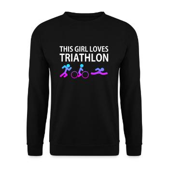 Triathlon Triathlet Lustig Geschenk Geschenkidee - Unisex Pullover - Schwarz - Vorne - Alina (178cm) & Michal (187cm)