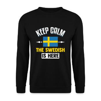 Schweden Flagge Lustig Geschenk Schwedische Flagge - Unisex Pullover - Schwarz - Vorne - Alina (178cm) & Michal (187cm)